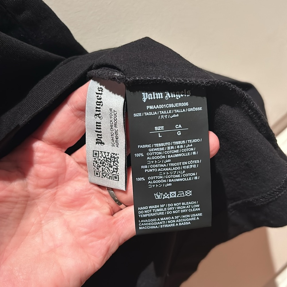SSENSE NEW AUTHENTIC PALM ANGELS black spray paint logo t shirt large - Picture 9 of 16